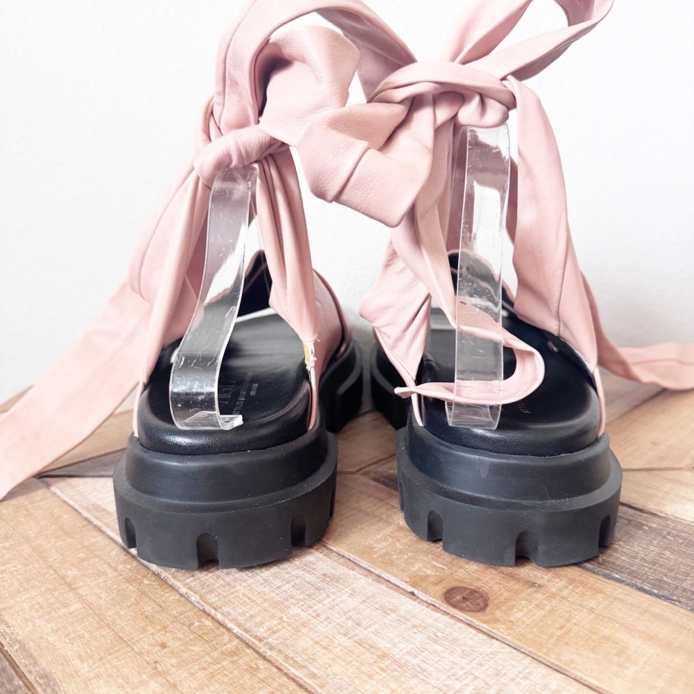 AGL Pink Leather Ankle Wrap Platform Sandals w/flaw - Picture 10 of 13